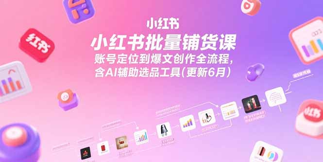 小红书批量铺货课，账号定位到爆文创作全流程，含AI辅助选品工具(更新6月-智取云网创