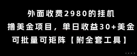 外面收费2980的挂G撸美金项目，单日收益30+美金，可批量可矩阵【揭秘】-智取云网创