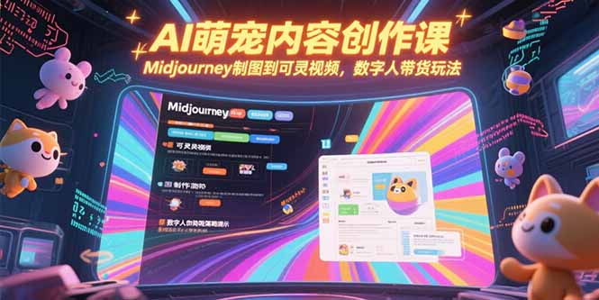 AI萌宠内容创作课，Midjourney制图到可灵视频，数字人带货玩法-智取云网创