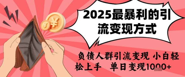 2025年最暴利的引流变现方式，负债人群引流变现，小白轻松上手，日入1k-智取云网创