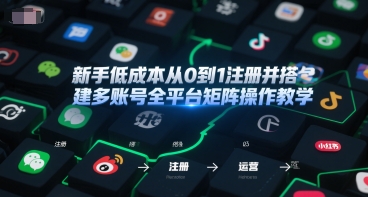 新手低成本从0到1注册并搭建多账号全平台矩阵操作教学，手机号-邮箱-IP-工具-智取云网创