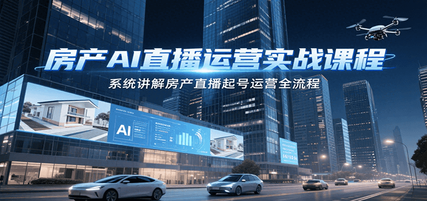 房产AI直播运营实战课程，系统讲解房产直播起号运营全流程-智取云网创