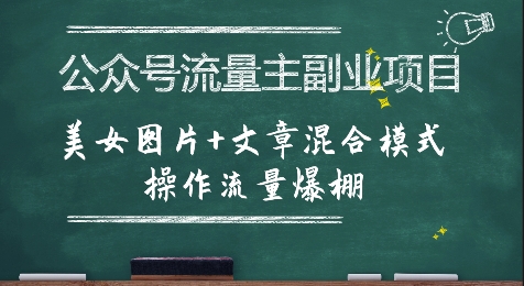 公众号流量主副业项目，美女图片+文章混合模式操作流量爆棚-智取云网创