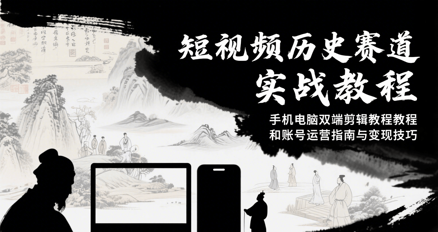 短视频历史赛道实战教程，手机电脑双端剪辑教程和账号运营指南与变现技巧-智取云网创