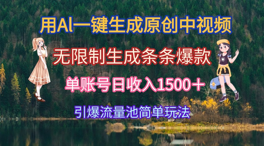 用Al一键生成原创中视频，无限制生成条条爆款，单账号日收入1500＋引爆…-智取云网创
