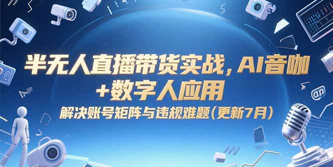 半无人直播带货实战，AI音咖+数字人应用 解决账号矩阵与违规难题(更新7月-智取云网创