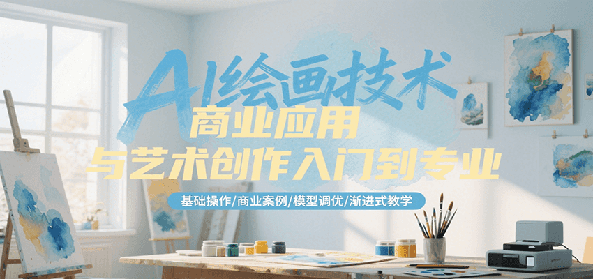 AI绘画技术商业应用与艺术创作入门到专业，基础操作/商业案例/模型调优/渐进式教学-智取云网创