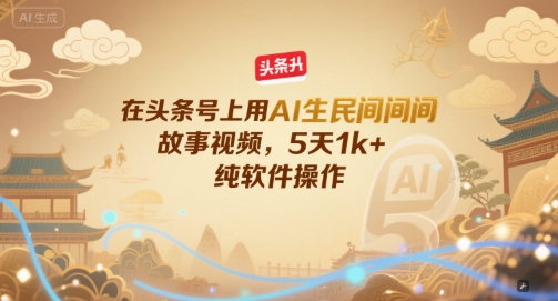 在头条号上用AI生民间故事视频，5天1k+，纯软件操作-智取云网创