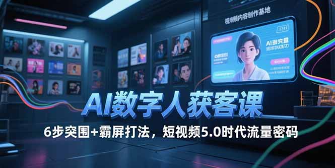 AI数字人获客课，6步突围+霸屏打法，短视频5.0时代流量密码-智取云网创
