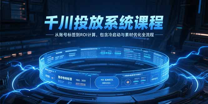 千川投放系统课程，从账号标签到ROI计算，包含冷启动与素材优化全流程-智取云网创