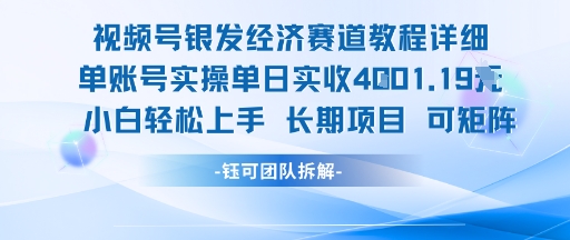 视频号银发经济赛道单账号实操单日实收1k+，小白轻松上手长期项目-智取云网创