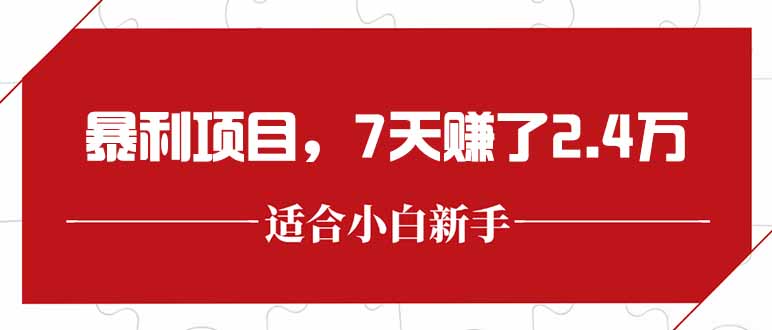 最新暴利项目，每单收益轻松在300以上，7天赚了2.4万-智取云网创