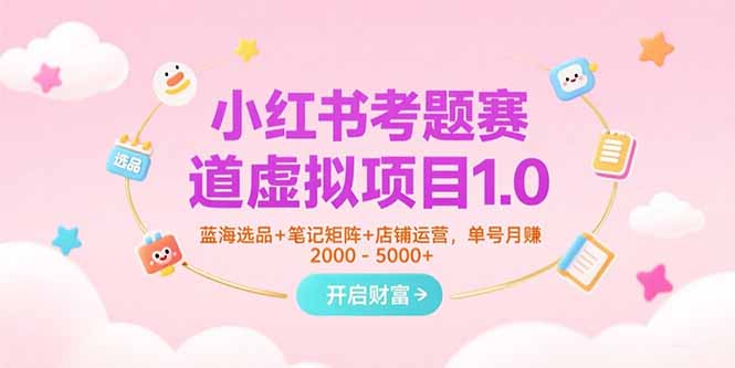 小红书考题赛道虚拟项目1.0，蓝海选品+笔记矩阵+店铺运营，单号月赚5000+-智取云网创