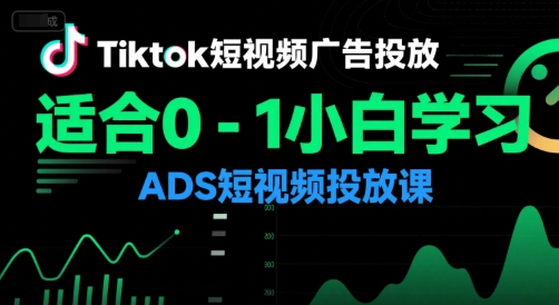 Tiktok短视频广告投放，适合0-1小白学习ADS短视频投放课-智取云网创