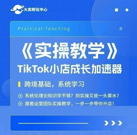 大卖家孵化中心TikTok实操课，TikTok小店成长加速器，跨境基础系统学习，一步一步带你开店-智取云网创