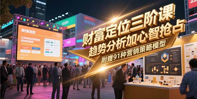 财富定位三阶课，趋势分析加心智抢占，附赠91种营销策略模型-智取云网创
