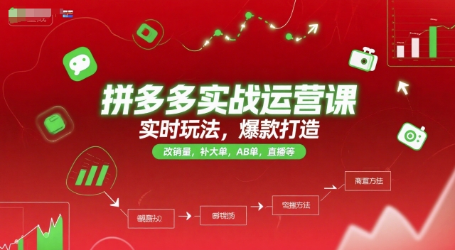 拼多多实战运营课，实时玩法，爆款打造，改销量，补大单，AB单，直播等(更新2025月)-智取云网创