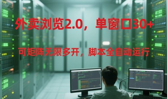 外卖浏览2.0，单窗口30+可矩阵无限多开，脚本全自动运行【揭秘】-智取云网创