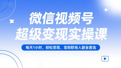 微信视频号超级变现实操课，每天1小时，轻松变现，宝妈职场人副业首选-智取云网创
